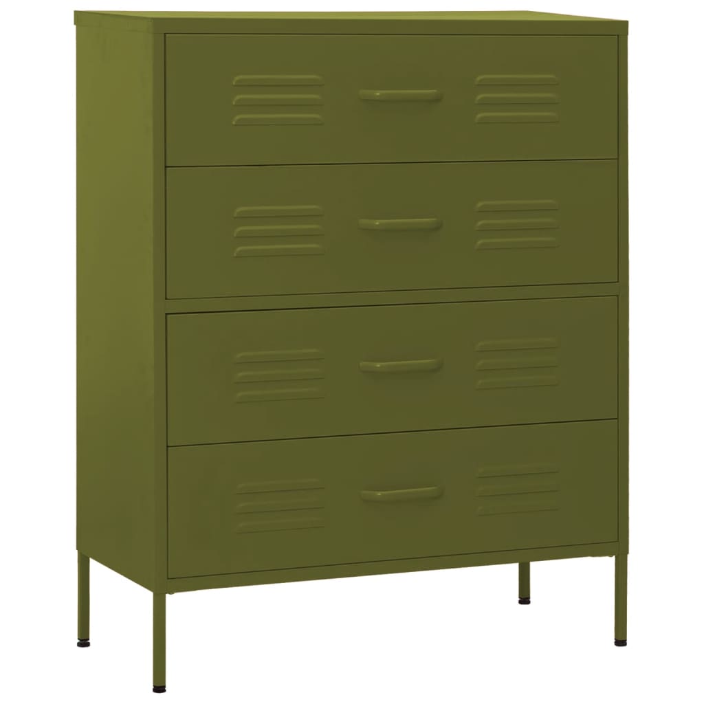 Chest of Drawers Olive Green 80x35x101.5 cm Steel